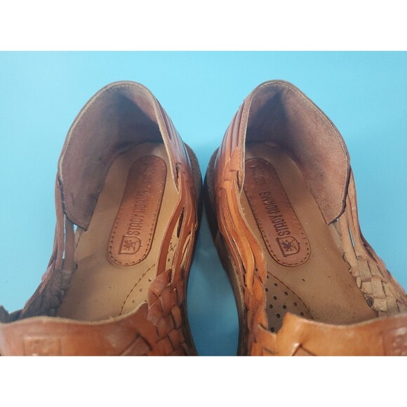 Mens Leather Sandals Sz 7.5 Brown Woven  Slip On Comfort Square Toe  Stacy Adams - Picture 11 of 13